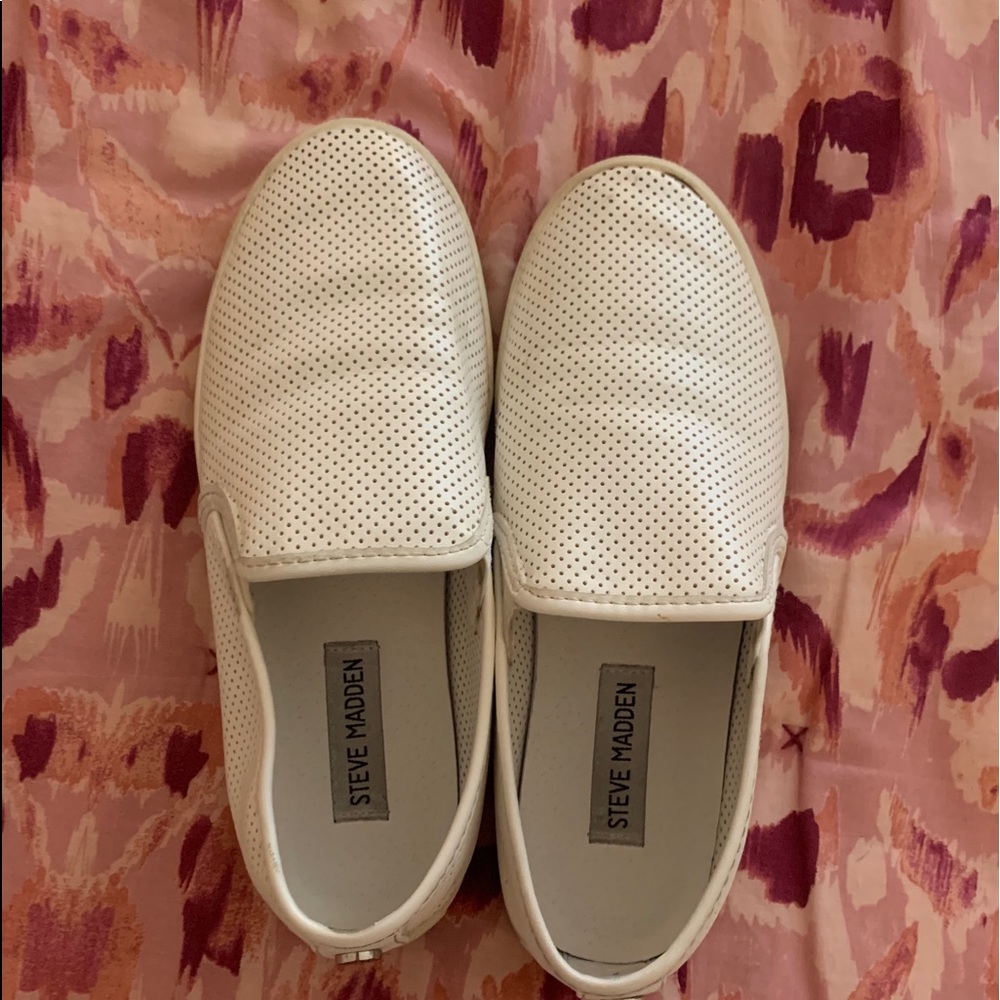 White Steve Madden Slip-Ons